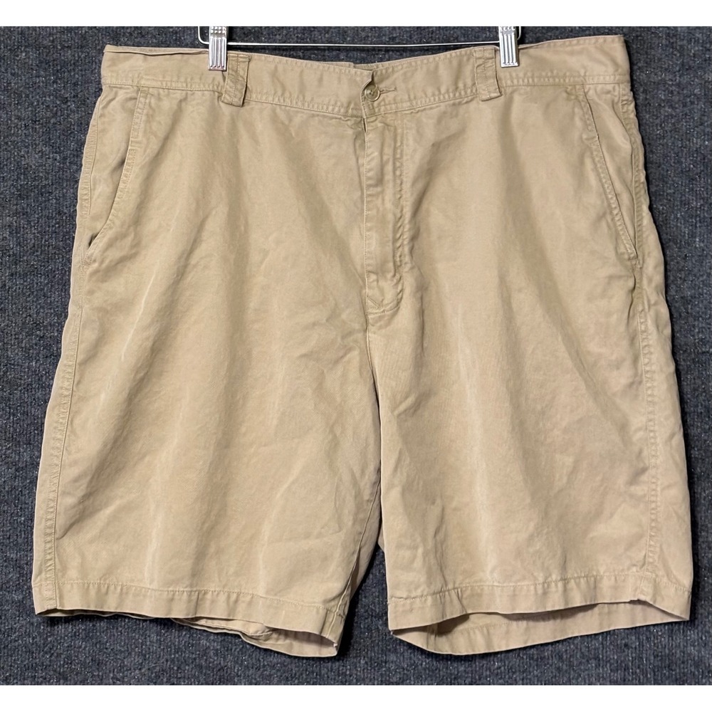 Tommy Bahama Mens Khaki Chino Shorts Size 40 Tan Flat Front 9 Inseam